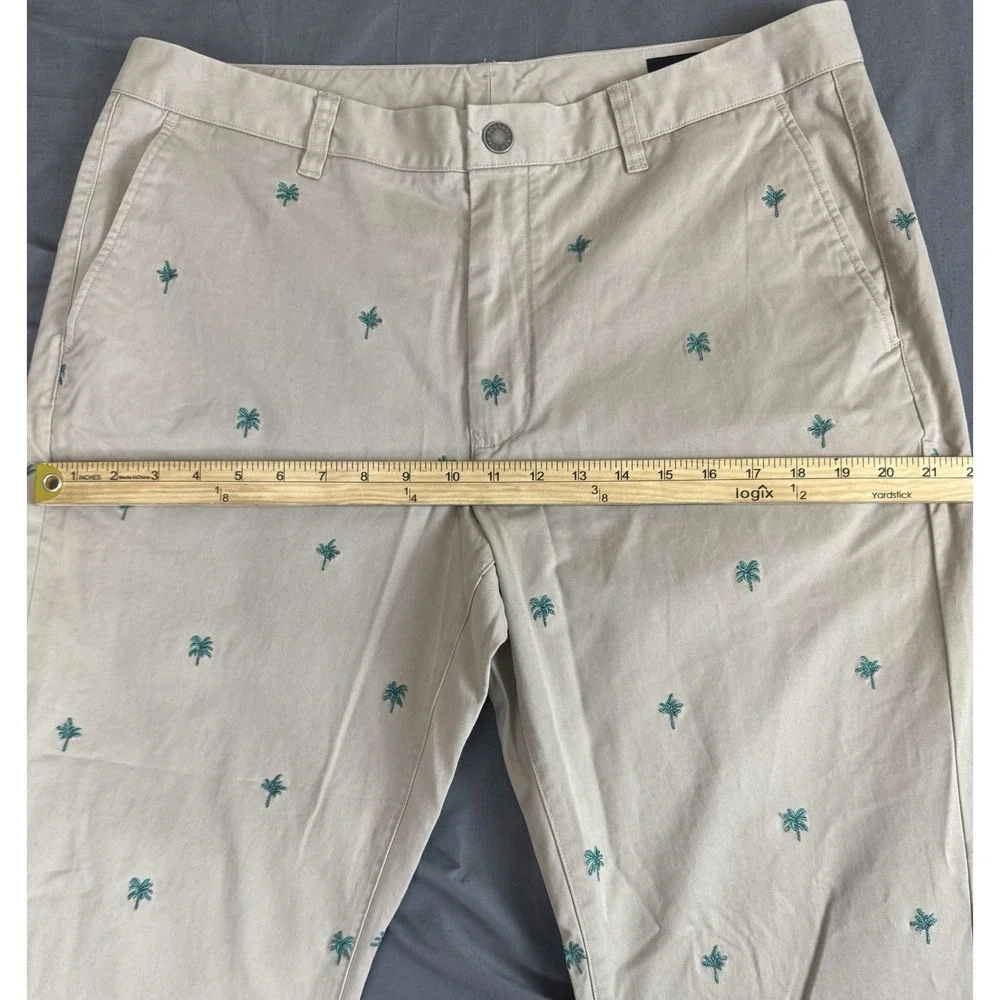 Bonobos Original Chino Pants Men's 35x30 Beige Palm Tree Print Athletic Fit NWOT